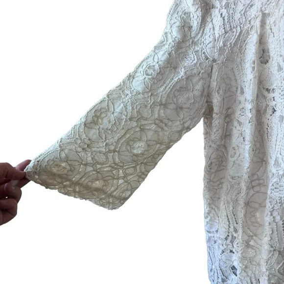 Anthropologie Solitaire Ravi Khosla Cotton Crochet Lace Open Jacket size L - Picture 6 of 12
